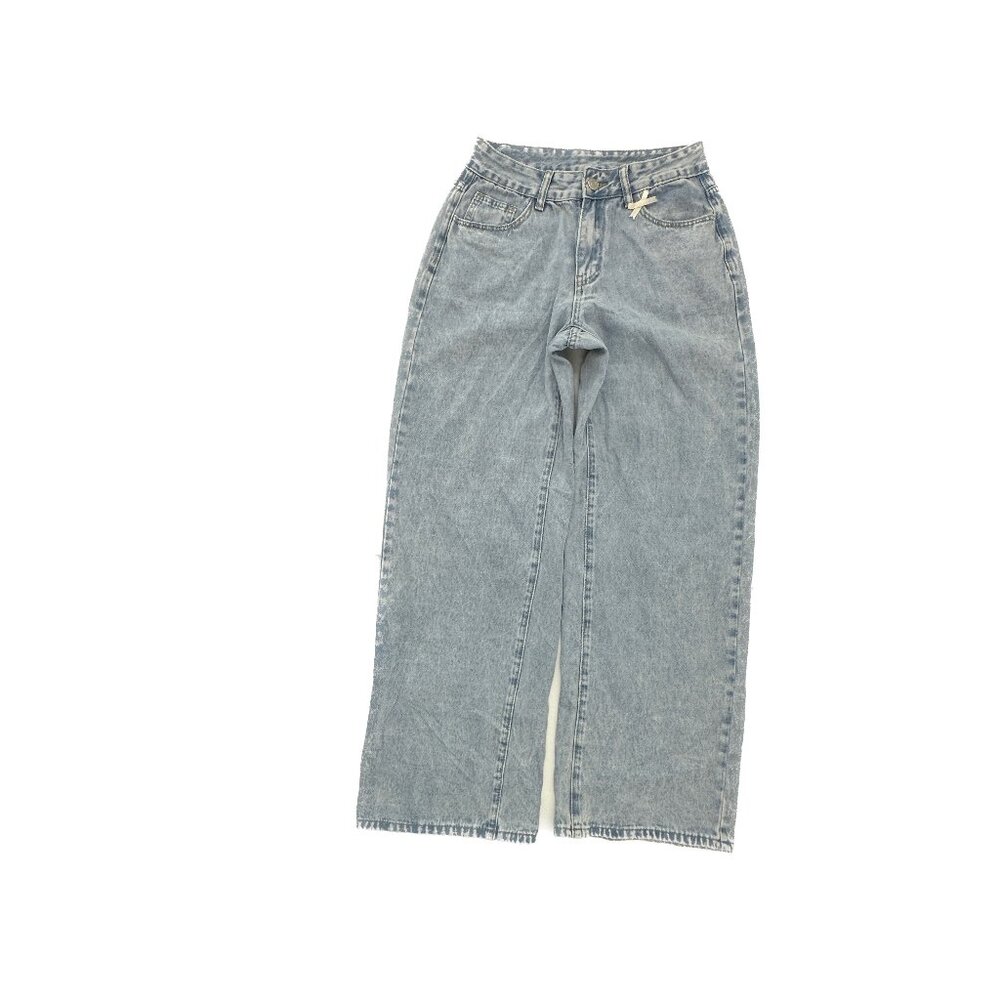 Shein Baggy Bow Details Women's size 26 Medium Wash Denim jeans